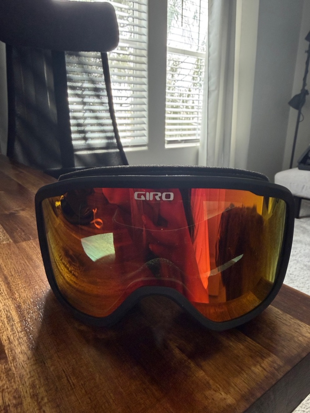 Giro Snow Goggles with Red-Orange Mirrored Lens and Black Frame